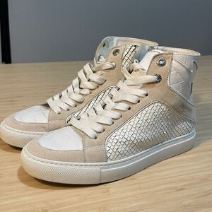 Zadig & Voltaire Cream and White High-Top Sneakers